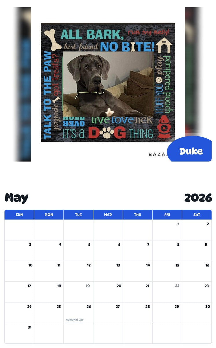 2026 - 2027 Duke - Pawidols Pet Calendar
