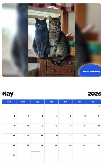2026 - 2027 Midnight and Mustang - Pawidols Pet Calendar
