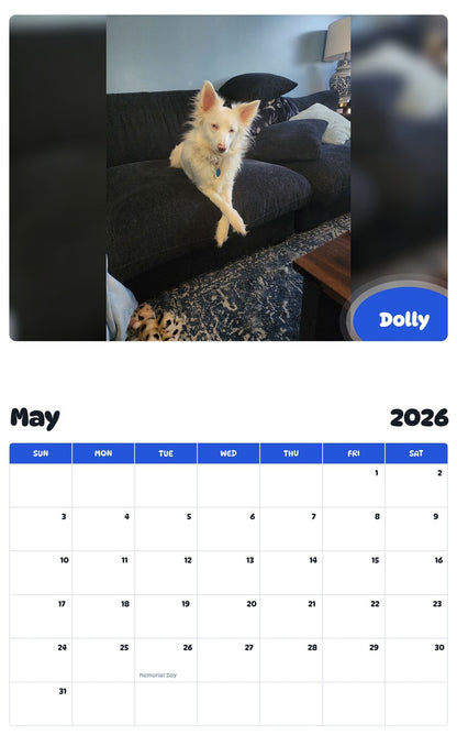 2026 - 2027 Dolly - Pawidols Pet Calendar
