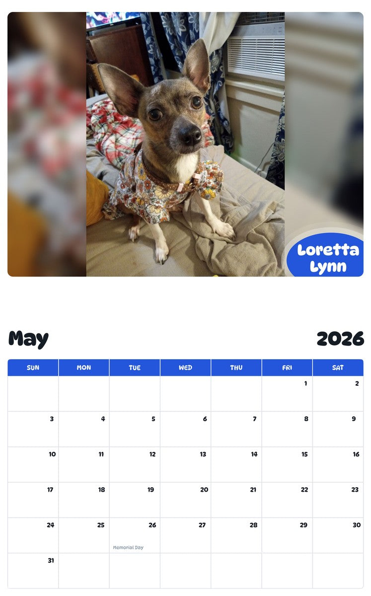 2026 - 2027 Loretta Lynn - Pawidols Pet Calendar