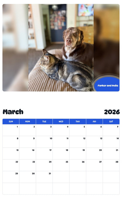 November 2025 - October 2026 Parker and Indie - Pawidols Pet Calendar