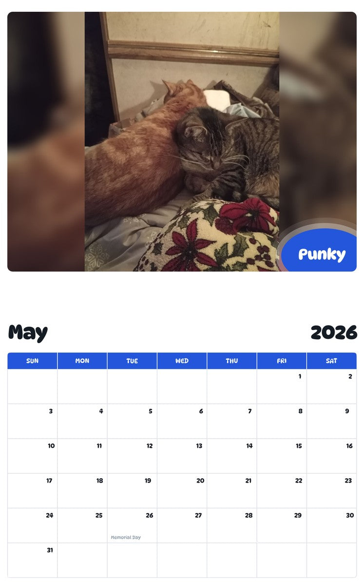 2026 - 2027 Punky - Pawidols Pet Calendar