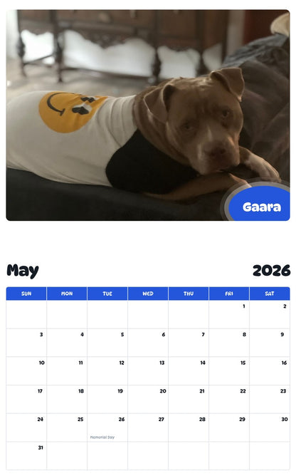 2026 - 2027 Gaara - Pawidols Pet Calendar