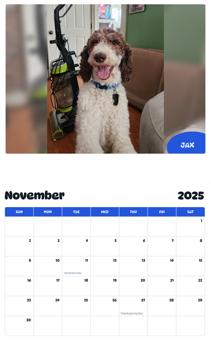 July 2025 - June 2026 Jax - Pawidols Pet Calendar