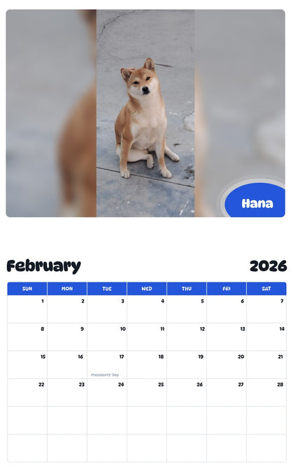 November 2025 - October 2026 Hana - Pawidols Pet Calendar