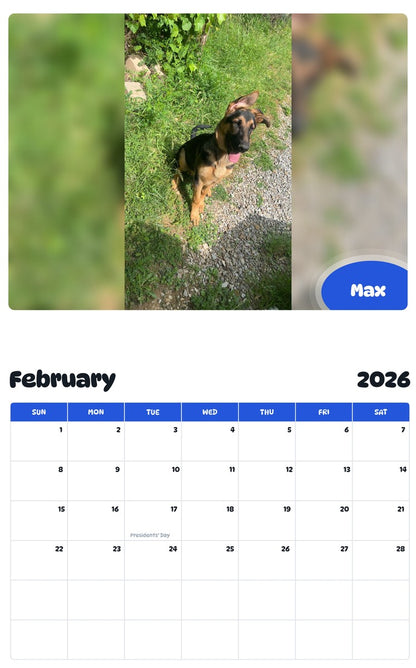 October 2025 - September 2026 Max - Pawidols Pet Calendar