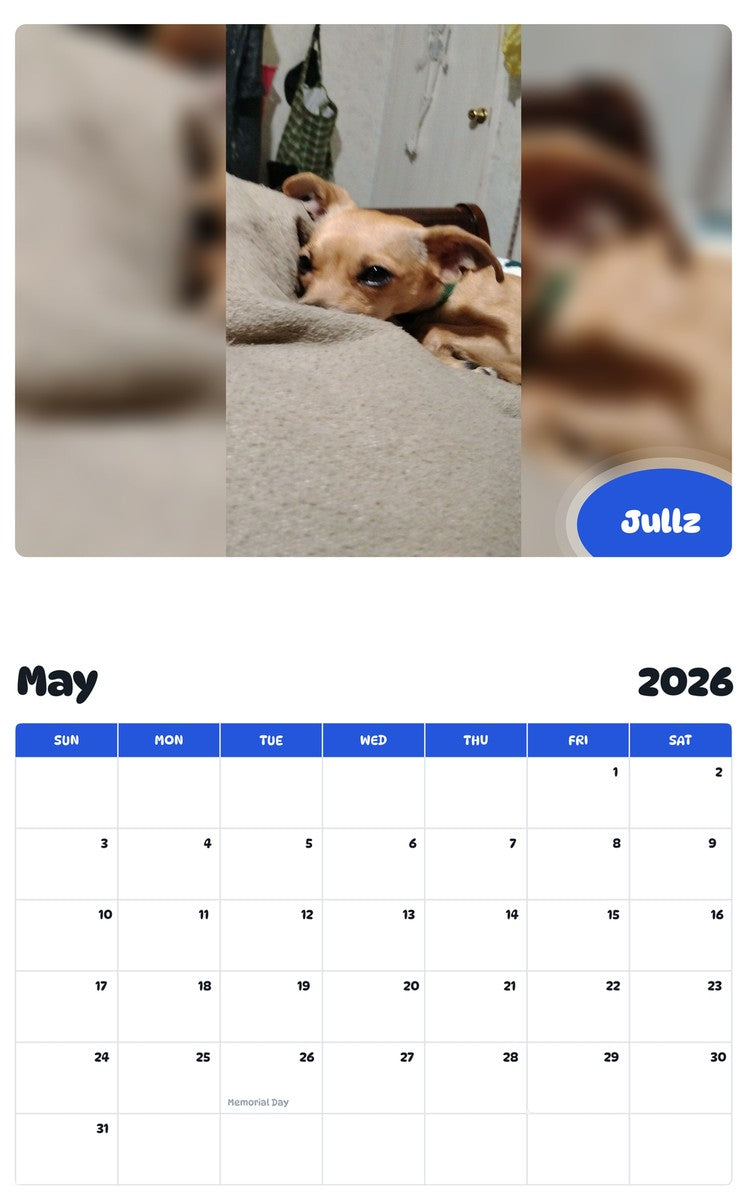 2026 - 2027 Jullz - Pawidols Pet Calendar