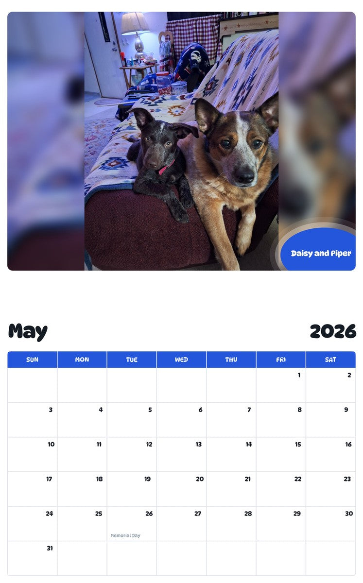 2026 - 2027 Daisy and Piper - Pawidols Pet Calendar