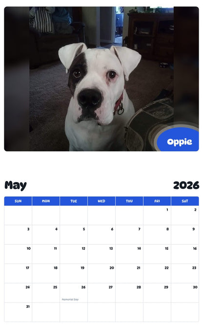 2026 - 2027 Oppie - Pawidols Pet Calendar