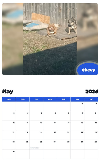 2026 - 2027 Chevy - Pawidols Pet Calendar