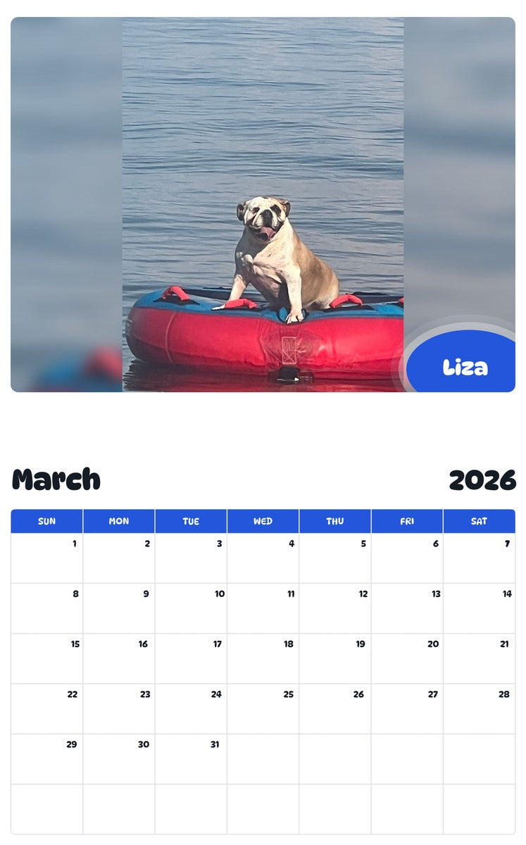 November 2025 - October 2026 Liza - Pawidols Pet Calendar