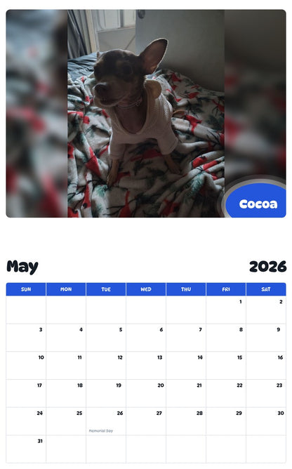 2026 - 2027 Cocoa - Pawidols Pet Calendar