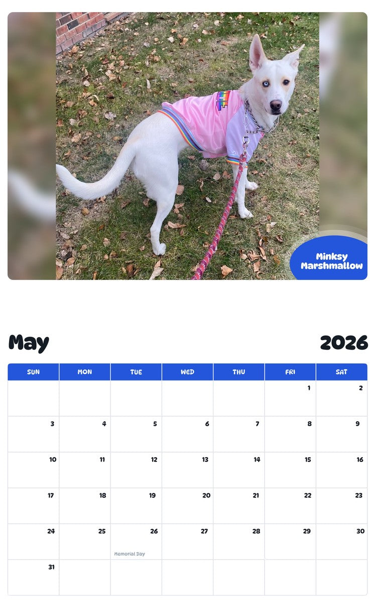 2026 - 2027 Minksy Marshmallow - Pawidols Pet Calendar