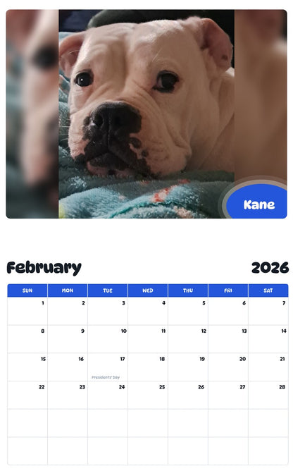 October 2025 - September 2026 Kane - Pawidols Pet Calendar