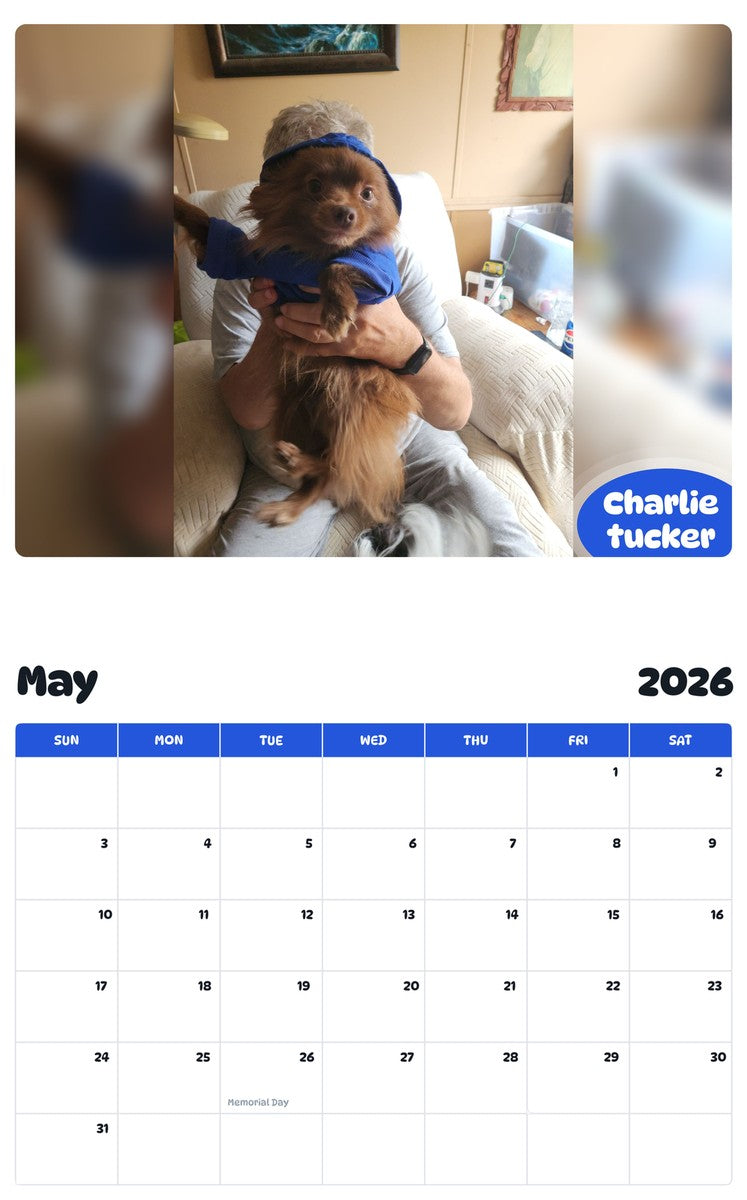 2026 - 2027 Charlie tucker - Pawidols Pet Calendar