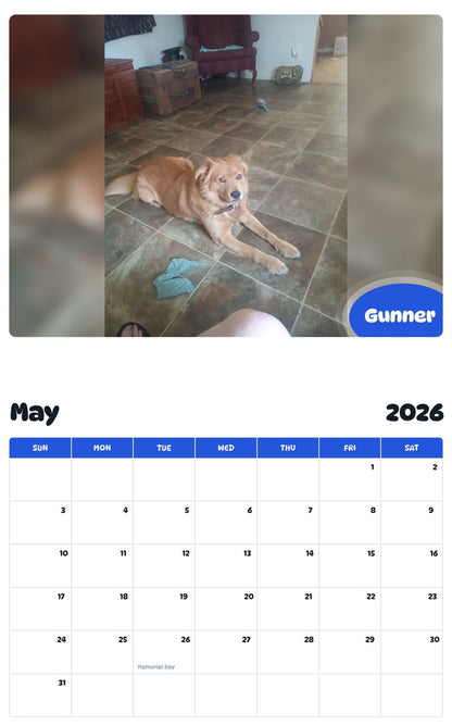 2026 - 2027 Gunner - Pawidols Pet Calendar