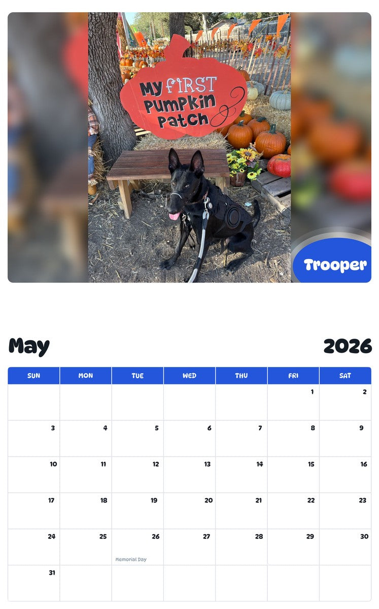 2026 - 2027 Trooper - Pawidols Pet Calendar