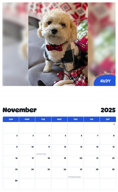 July 2025 - June 2026 Rudy - Pawidols Pet Calendar