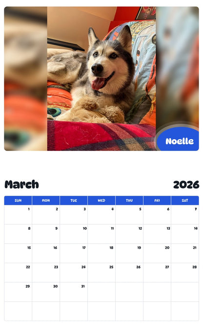 November 2025 - October 2026 Noelle - Pawidols Pet Calendar