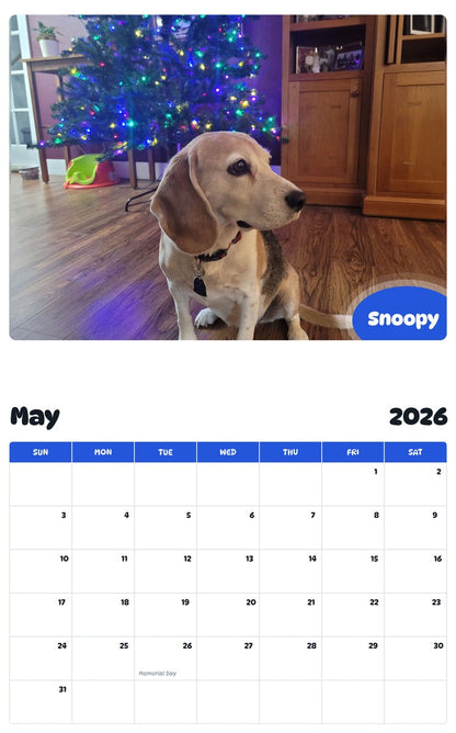 2026 - 2027 Snoopy - Pawidols Pet Calendar