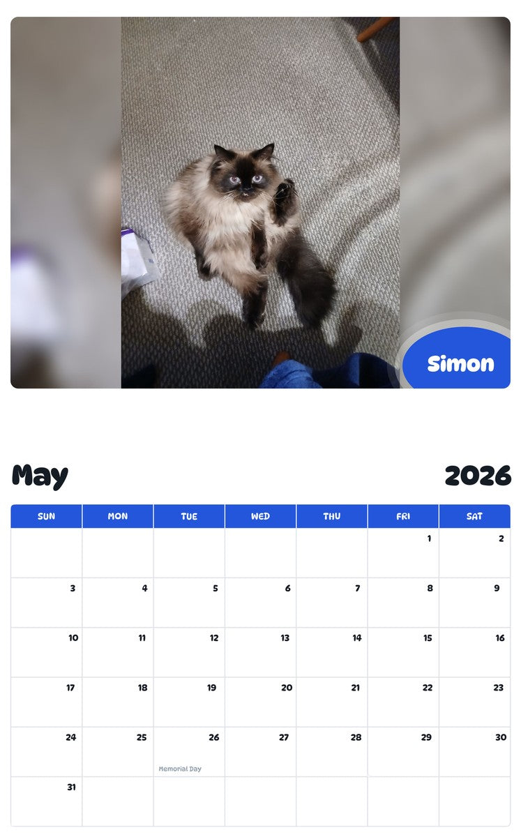 2026 - 2027 Simon - Pawidols Pet Calendar