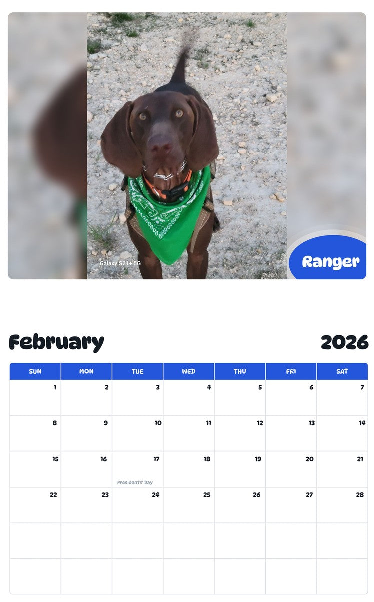 October 2025 - September 2026 Ranger - Pawidols Pet Calendar