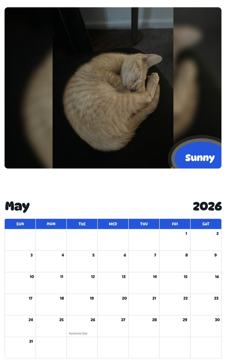 2026 - 2027 Sunny - Pawidols Pet Calendar