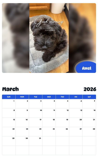 November 2025 - October 2026 Axel - Pawidols Pet Calendar