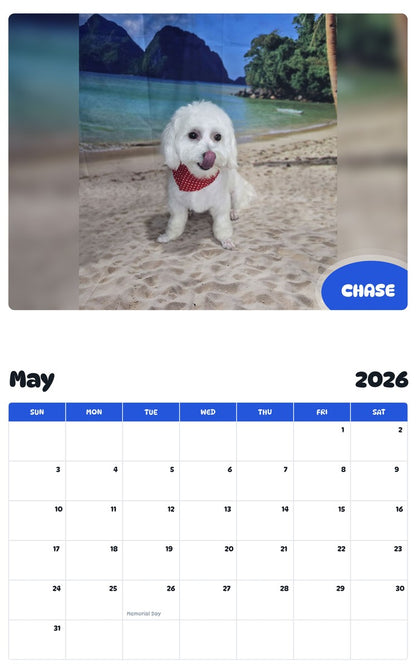 2026 - 2027 CHASE - Pawidols Pet Calendar