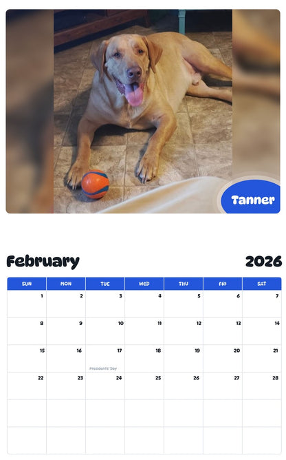 October 2025 - September 2026 Tanner - Pawidols Pet Calendar