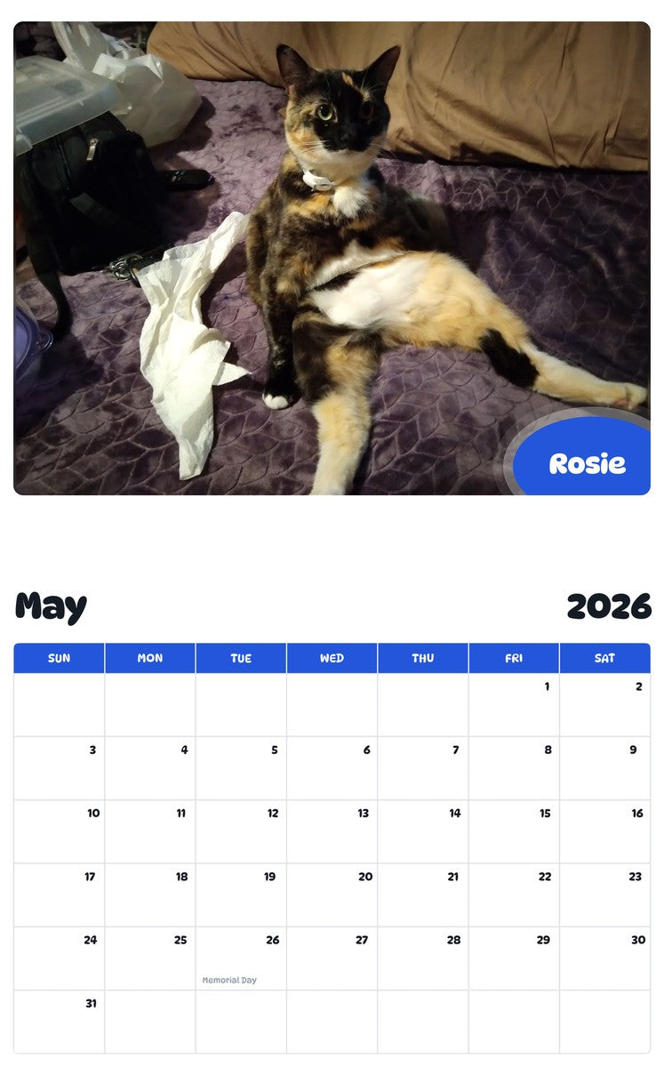 2026 - 2027 Rosie - Pawidols Pet Calendar