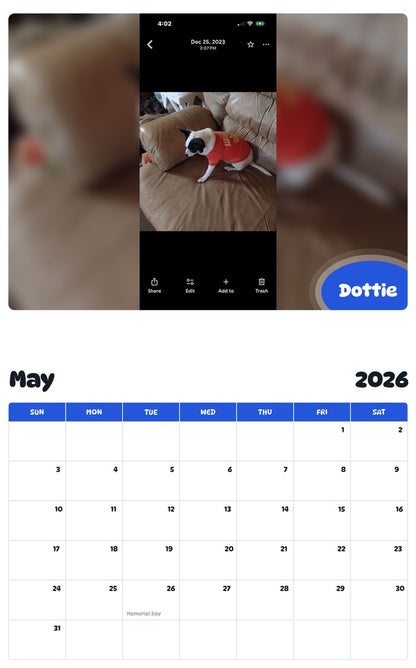 2026 - 2027 Dottie - Pawidols Pet Calendar
