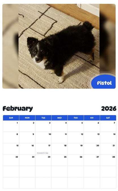 October 2025 - September 2026 Pistol - Pawidols Pet Calendar