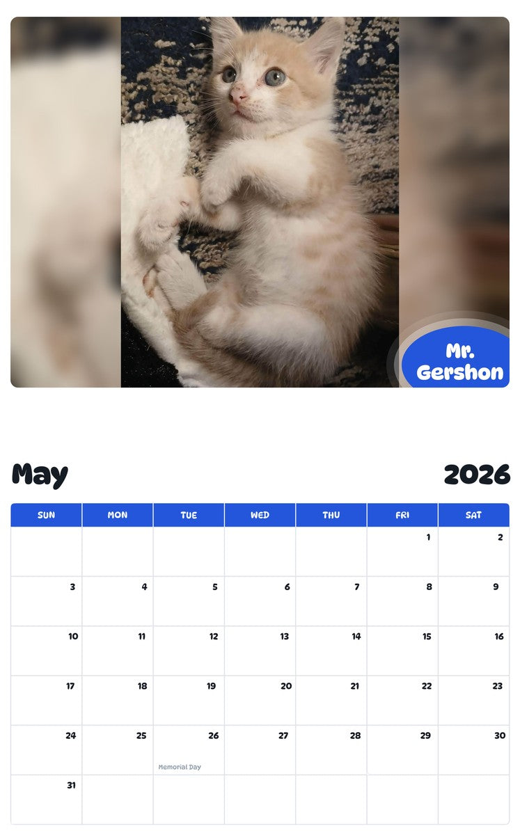 2026 - 2027 Mr. Gershon - Pawidols Pet Calendar