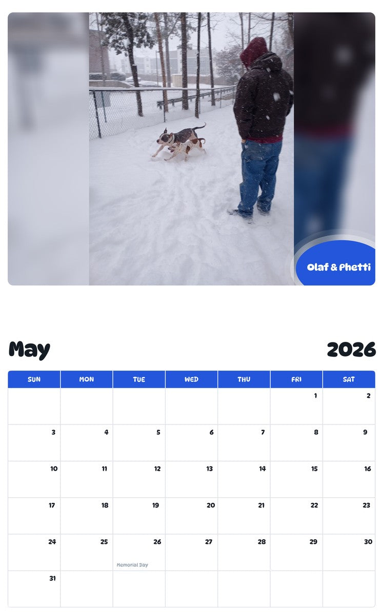 2026 - 2027 Olaf & Phetti - Pawidols Pet Calendar