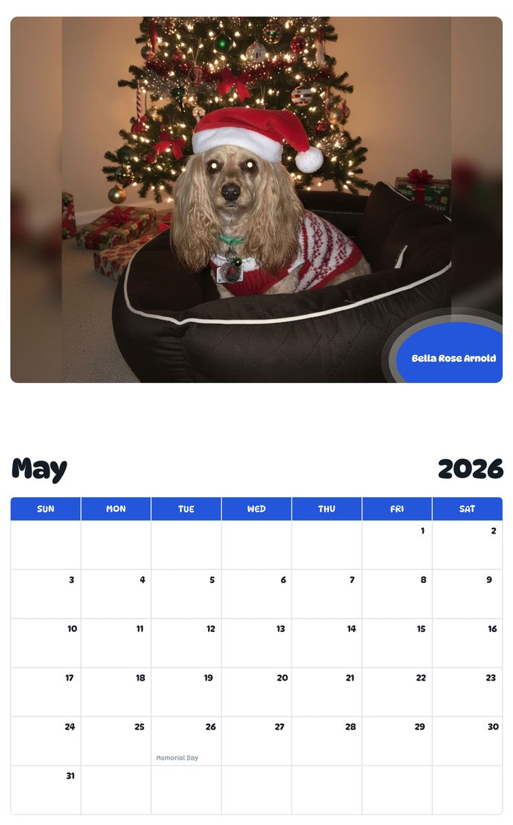 2026 - 2027 Bella Rose Arnold - Pawidols Pet Calendar