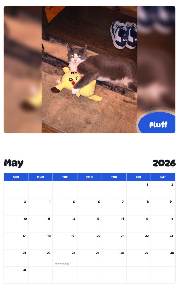2026 - 2027 Fluff - Pawidols Pet Calendar
