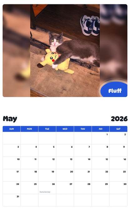 2026 - 2027 Fluff - Pawidols Pet Calendar