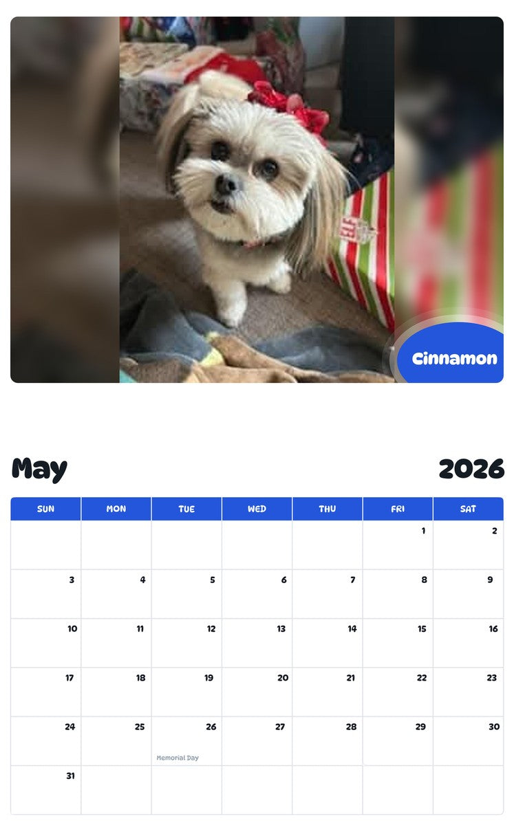 2026 - 2027 Cinnamon - Pawidols Pet Calendar