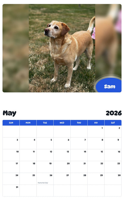 2026 - 2027 Sam - Pawidols Pet Calendar