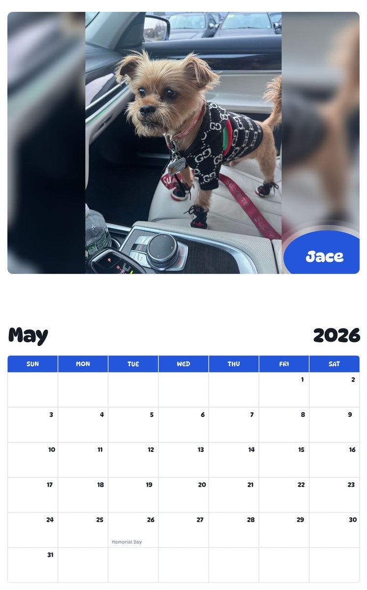 2026 - 2027 Jace - Pawidols Pet Calendar