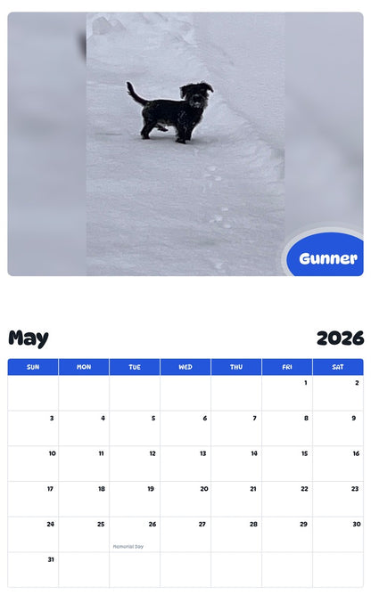 2026 - 2027 Gunner - Pawidols Pet Calendar