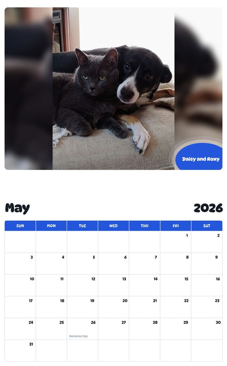 2026 - 2027 Daisy and Roxy - Pawidols Pet Calendar