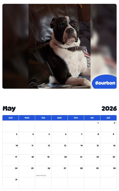 2026 - 2027 Bourbon - Pawidols Pet Calendar