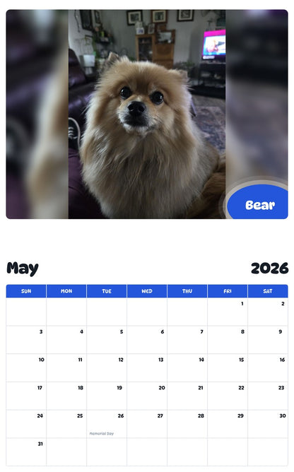 2026 - 2027 Bear - Pawidols Pet Calendar