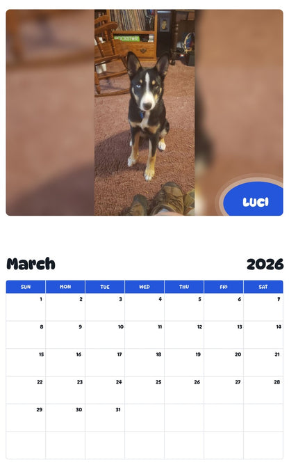 November 2025 - October 2026 LUCI - Pawidols Pet Calendar