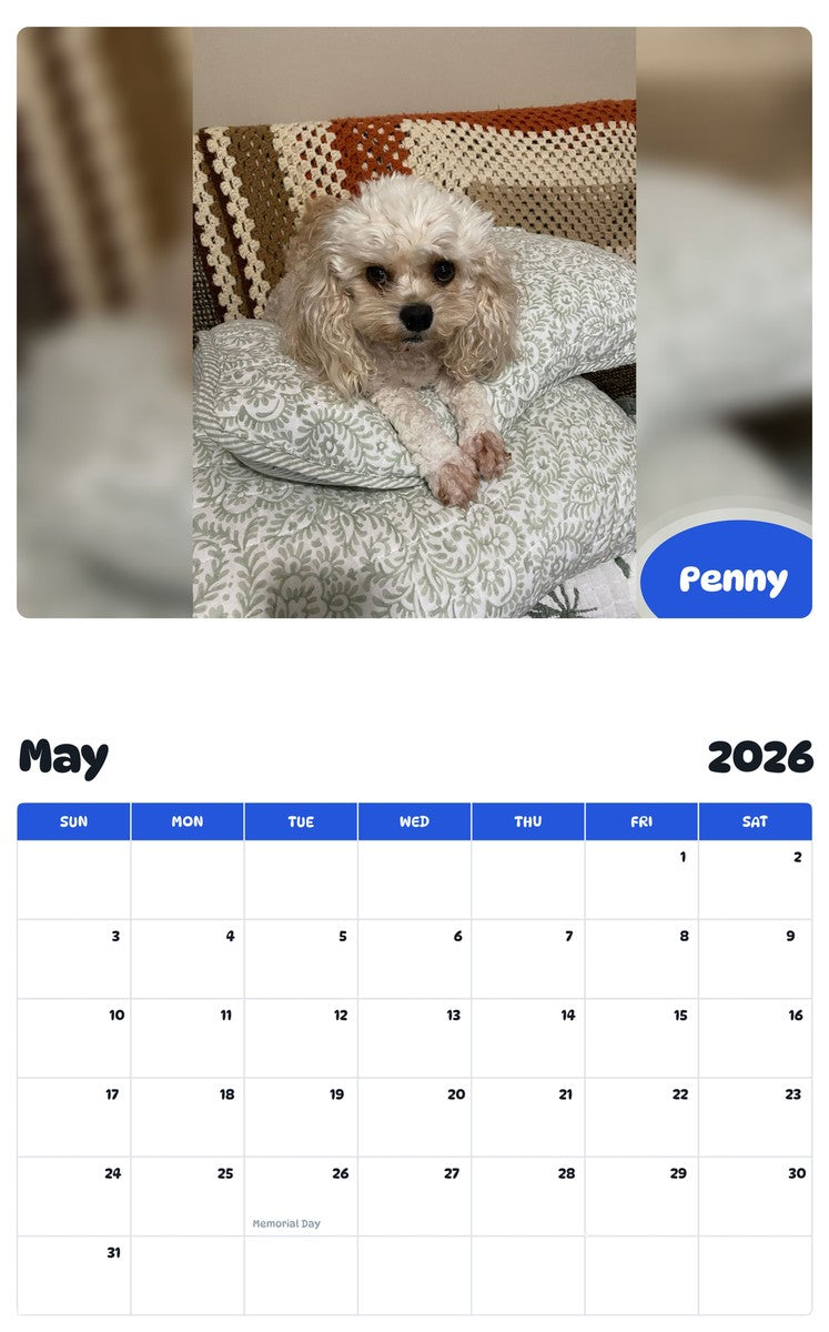 2026 - 2027 Penny - Pawidols Pet Calendar