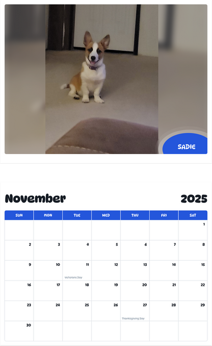 July 2025 - June 2026 Sadie - Pawidols Pet Calendar