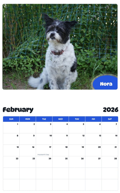 November 2025 - October 2026 Nora - Pawidols Pet Calendar