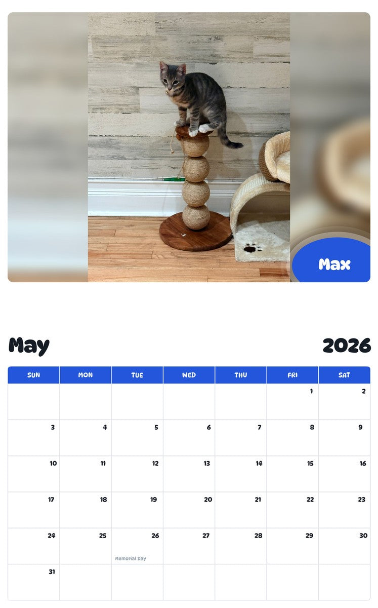 2026 - 2027 Max - Pawidols Pet Calendar